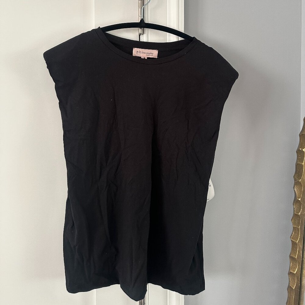 Philosophy Republic Clothing Black Muscle Tee with Shoulder Pads- Size M (NWT)